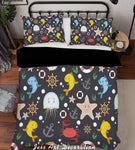 3D Cartoon Octopus Dolphin Starfish Quilt Cover Set Bedding Set Pillowcases 156- Jess Art Decoration