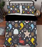 3D Cartoon Octopus Dolphin Starfish Quilt Cover Set Bedding Set Pillowcases 156- Jess Art Decoration