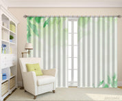 3D Watercolor Green Leaf Curtains and Drapes LQH 10- Jess Art Decoration