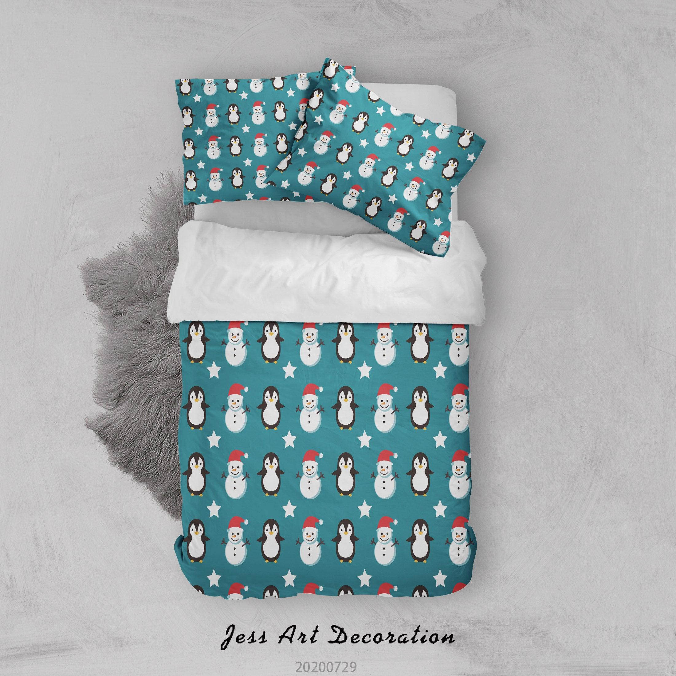 3D Star Penguin Snowman Quilt Cover Set Bedding Set Duvet Cover Pillowcases LXL 102- Jess Art Decoration