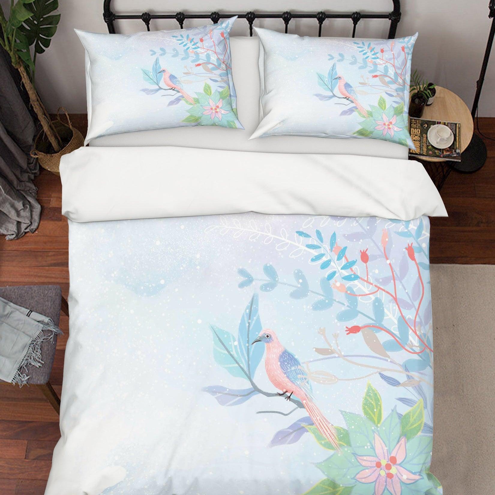 3D Watercolor Leaves Flowers Quilt Cover Set Bedding Set Duvet Cover Pillowcases A512 LQH- Jess Art Decoration
