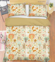 3D Hand Drawn Forest Animal Fox Quilt Cover Set Bedding Set Duvet Cover Pillowcases 86- Jess Art Decoration