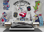 3D Abstract Cars Racing Wall Mural Wallpaper WJ 2167- Jess Art Decoration