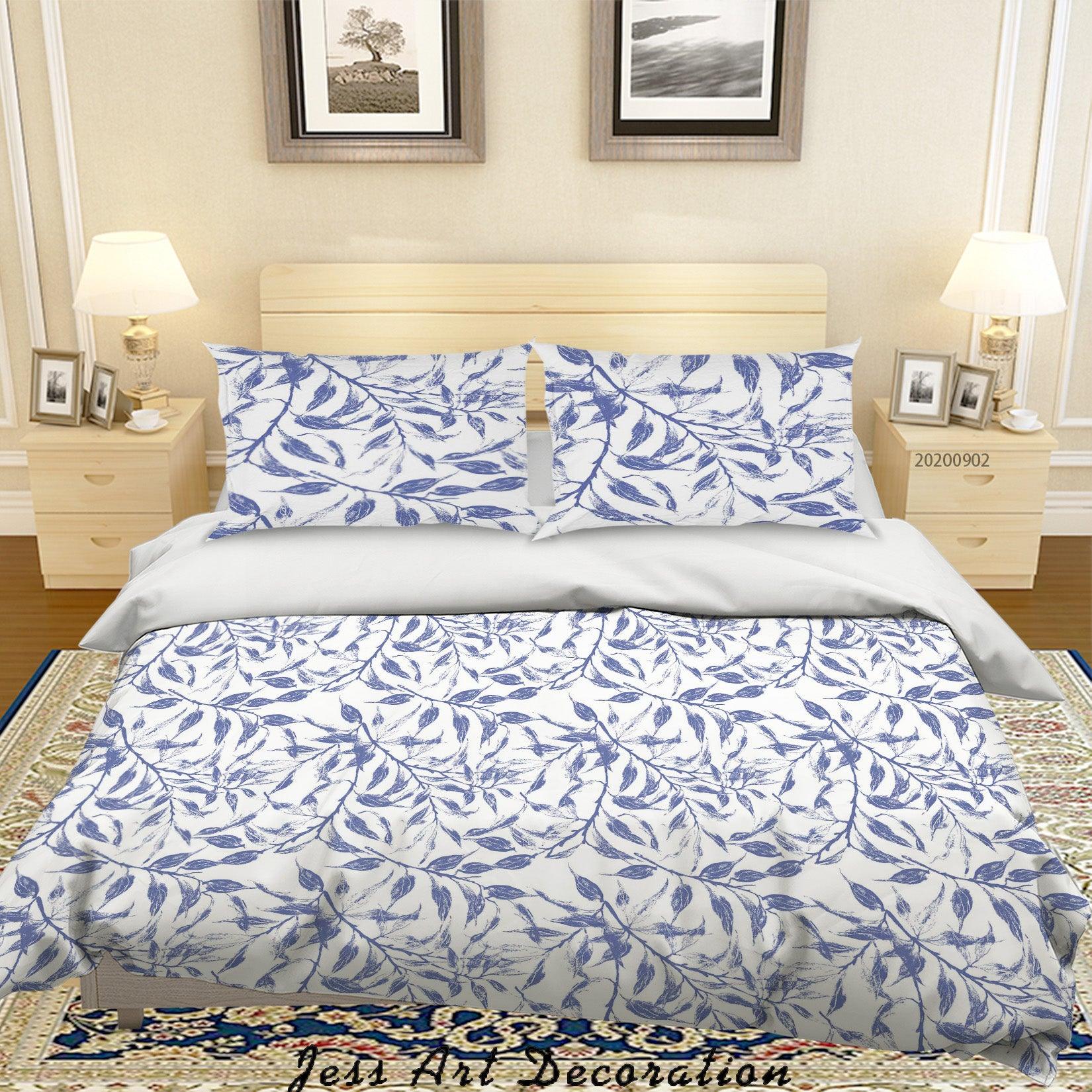 3D Watercolor Leaves Pattern Quilt Cover Set Bedding Set Duvet Cover Pillowcases WJ 1402- Jess Art Decoration