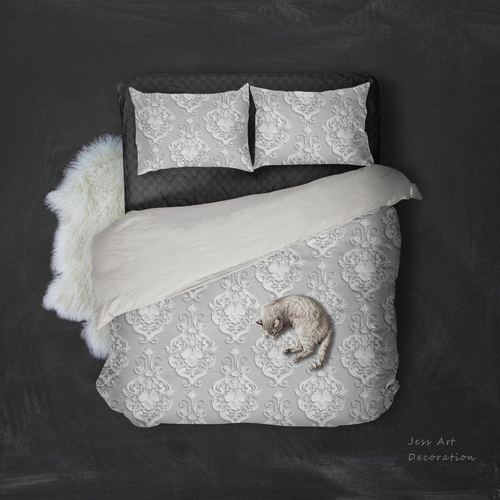 3D White Flowers Pattern Quilt Cover Set Bedding Set Pillowcases  94- Jess Art Decoration
