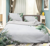 3D Watercolor Green Leaf Quilt Cover Set Bedding Set Duvet Cover Pillowcases 112- Jess Art Decoration