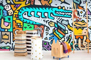 3D Graffiti Art Animal Blue Crocodile Wall Mural Wallpaper ZY D76- Jess Art Decoration