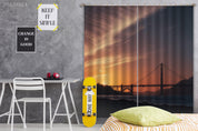 3D Bridge Sea Dusk Landscape Curtains and Drapes GD 2646- Jess Art Decoration