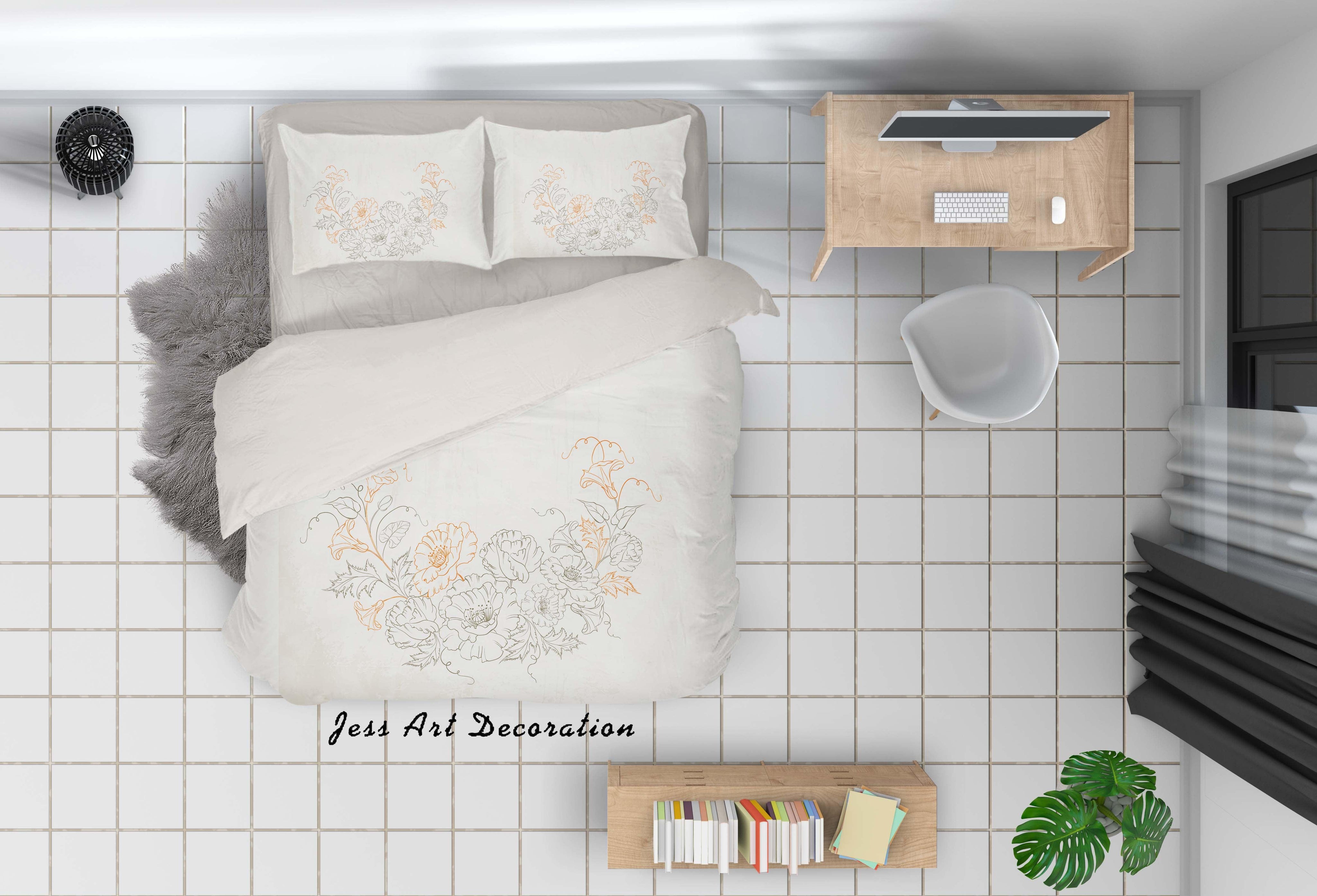 3D White Floral Quilt Cover Set Bedding Set Pillowcases 20- Jess Art Decoration