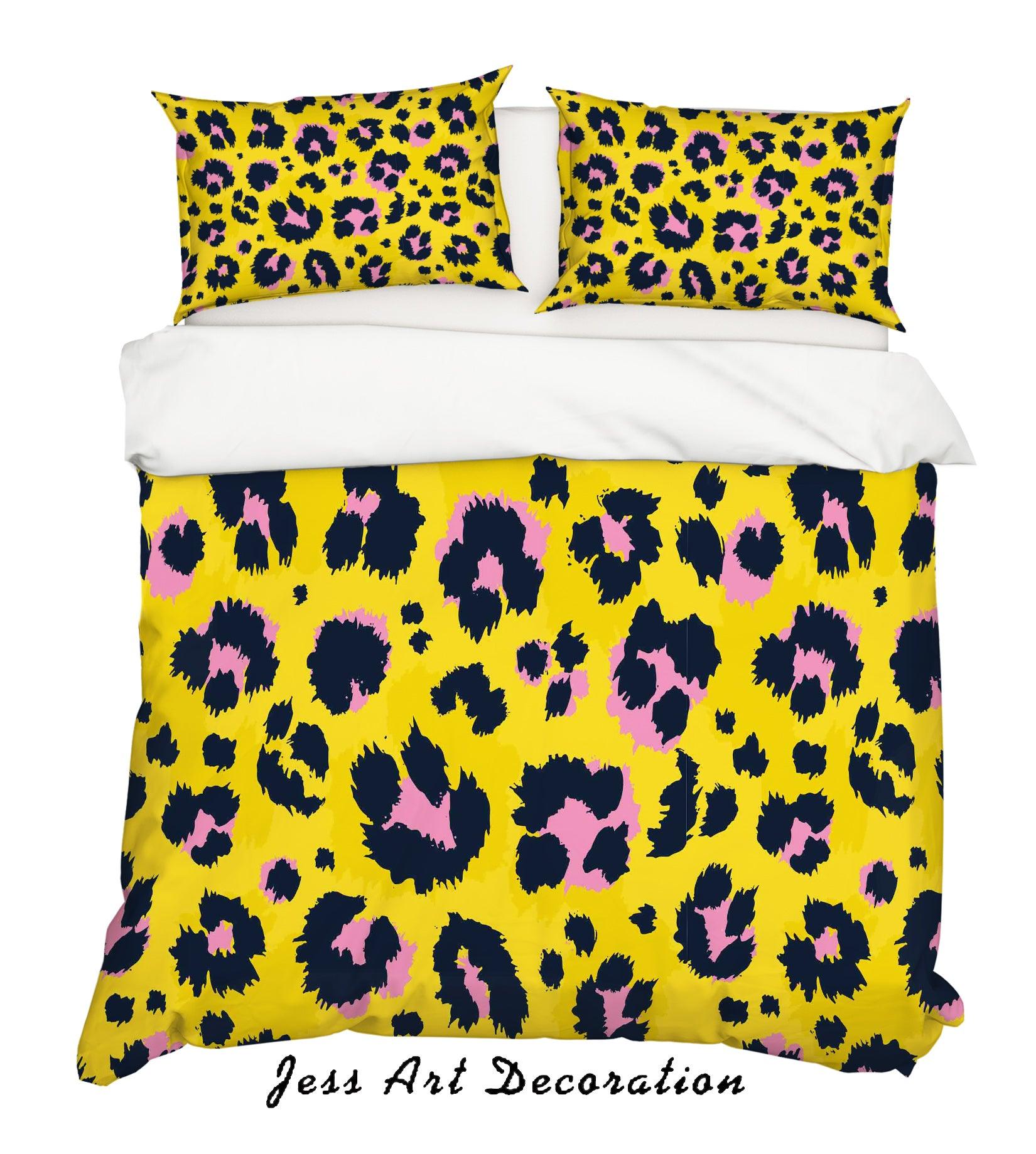 3D Yellow Leopard Pattern Quilt Cover Set Bedding Set Pillowcases 26- Jess Art Decoration