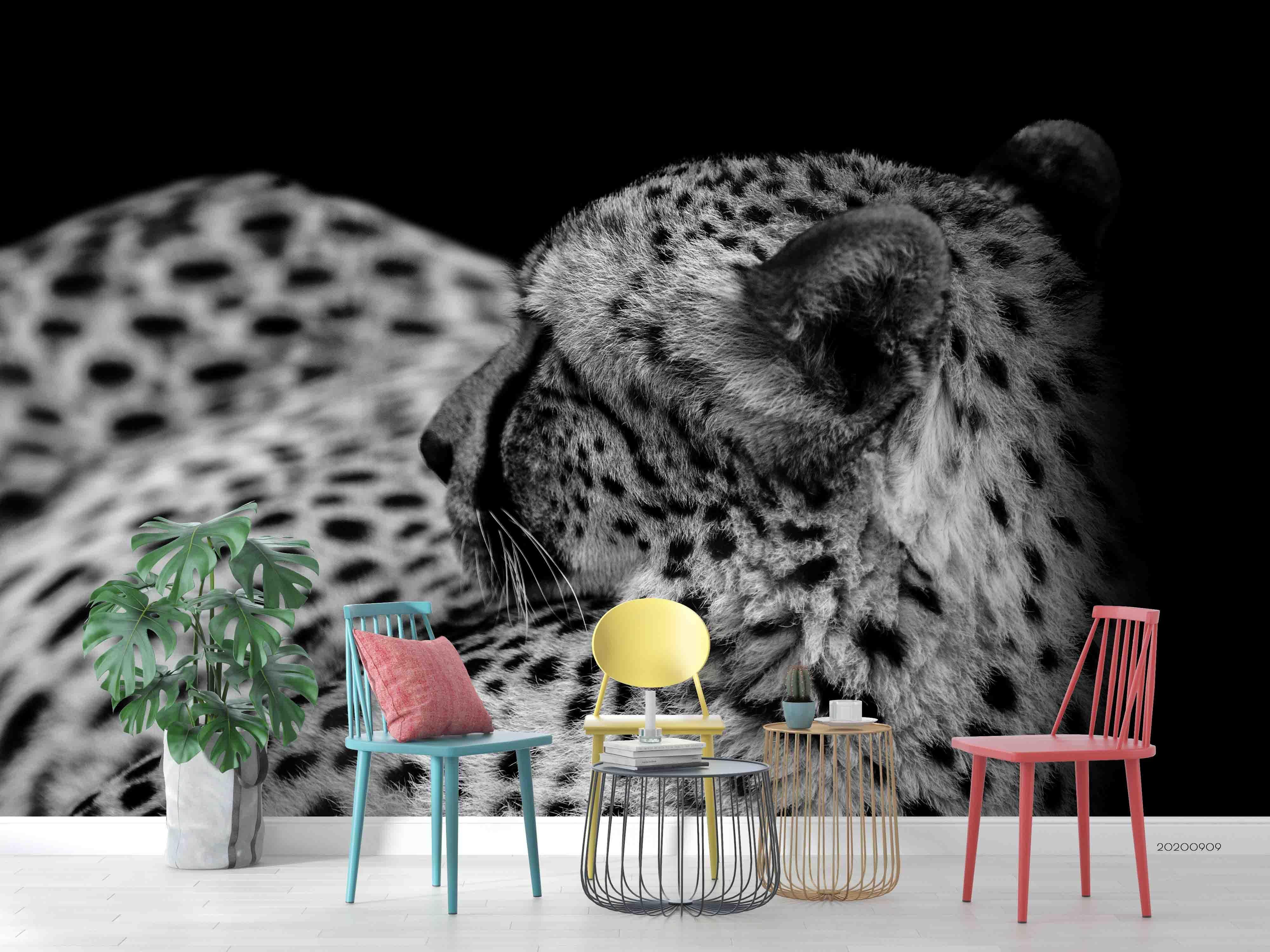 3D Grey Leopard Animal Wall Mural Wallpaper LXL- Jess Art Decoration