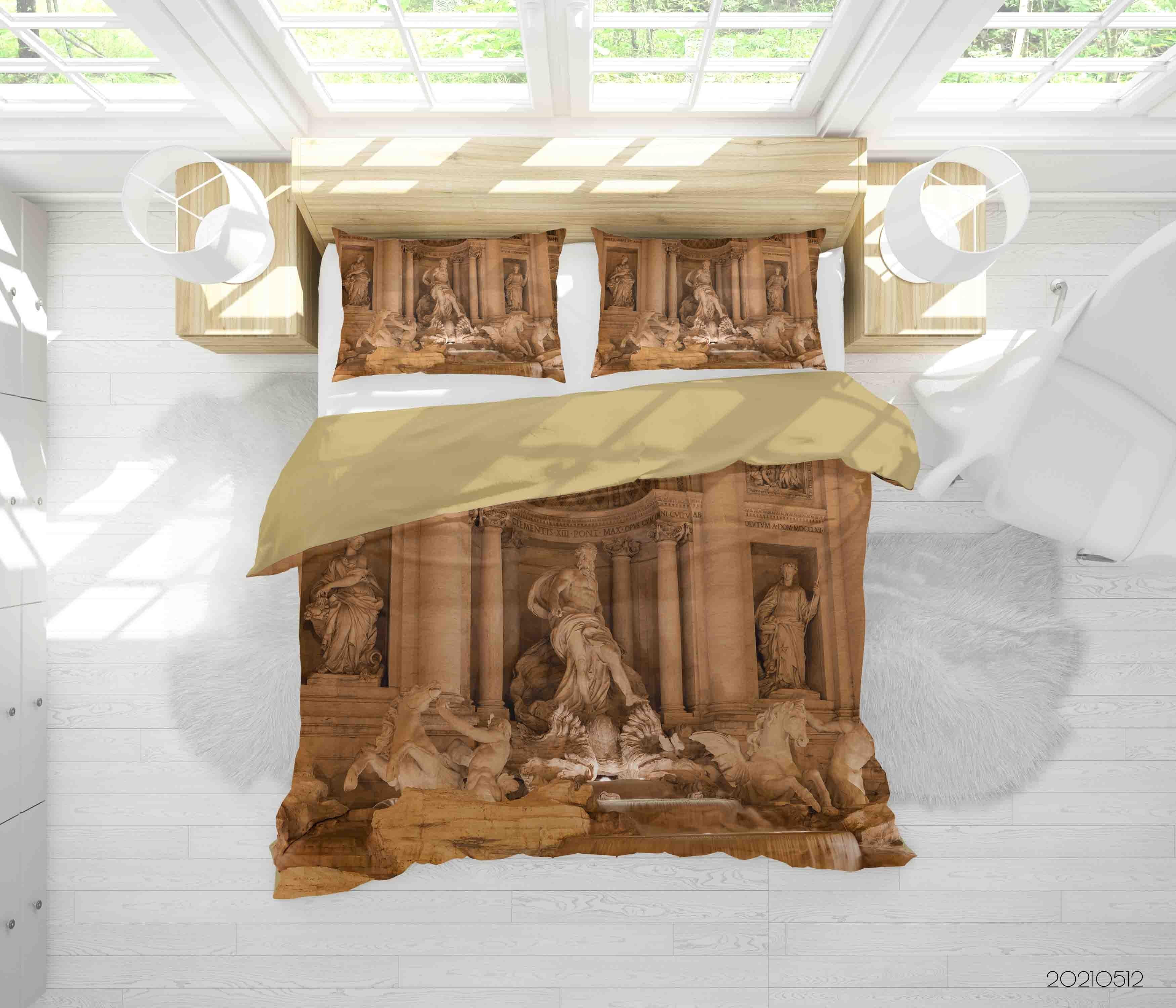 3D Rome Fountain Sculpture Architecture Quilt Cover Set Bedding Set Duvet Cover Pillowcases 301- Jess Art Decoration