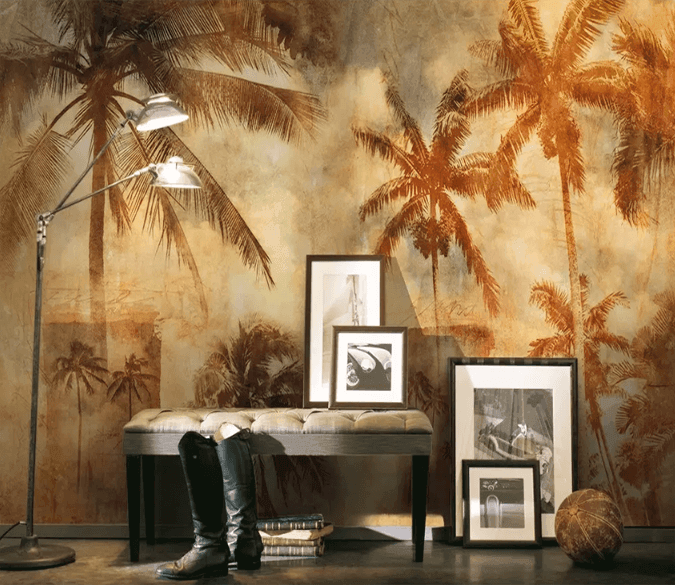 3D Dark Tropical Coconut Tree Hazy Wall Murals 206- Jess Art Decoration