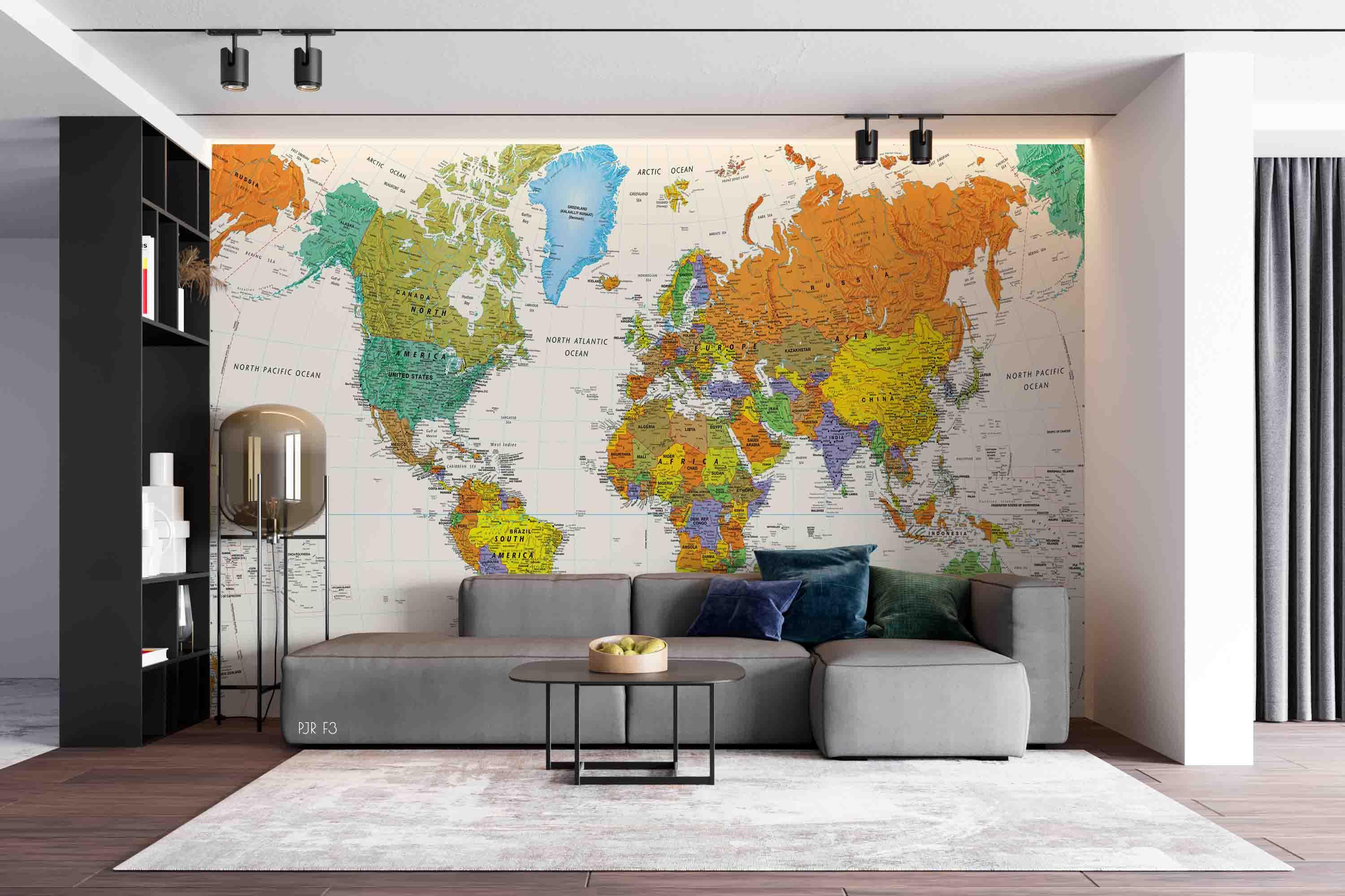 3D Colorful World Map Wall Mural Wallpaper LXL 221- Jess Art Decoration