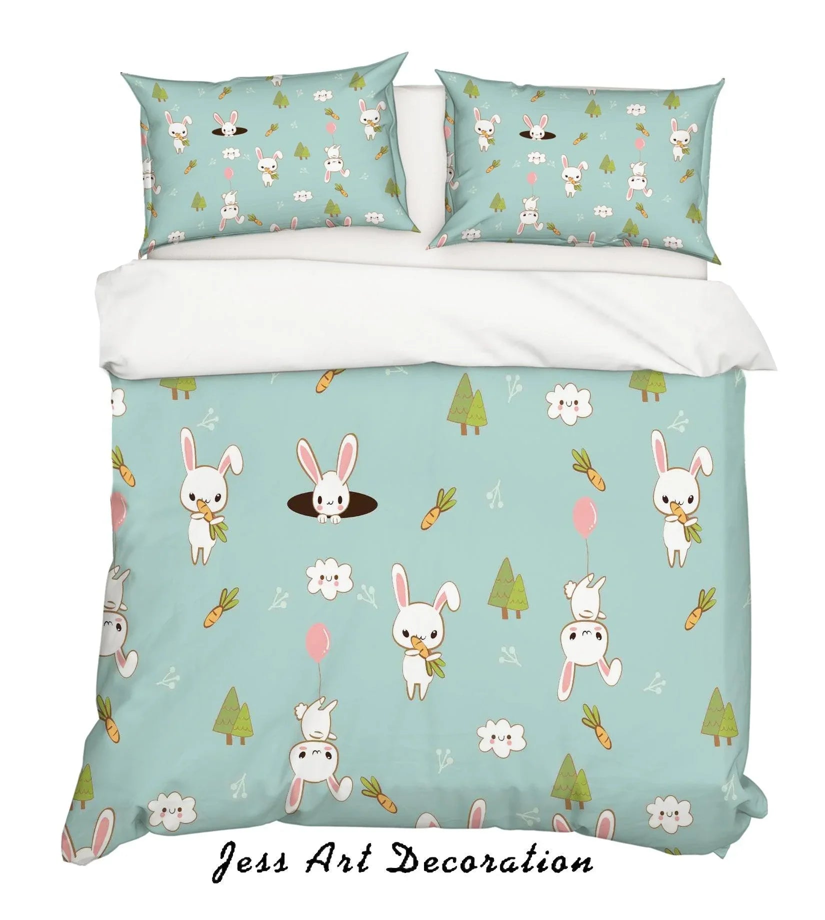 3D Cartoon Rabbit Quilt Cover Set Bedding Set Pillowcases 83- Jess Art Decoration