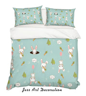 3D Cartoon Rabbit Quilt Cover Set Bedding Set Pillowcases 83- Jess Art Decoration