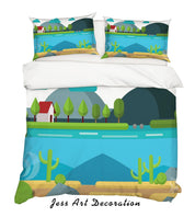 3D Cartoon Green Plants Quilt Cover Set Bedding Set Pillowcases 20- Jess Art Decoration