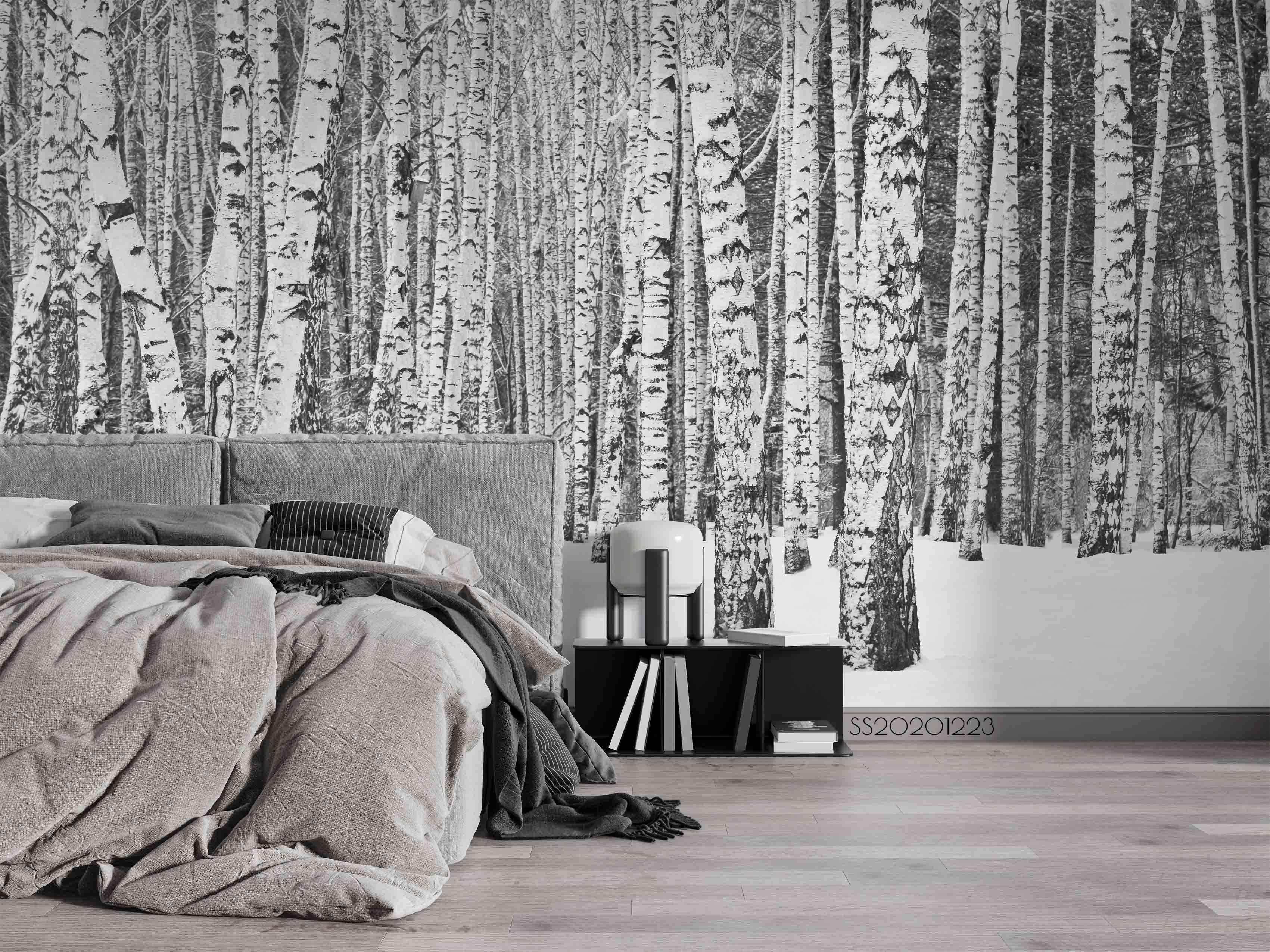 3D Hand Drawn Birch Forest Wall Mural Wallpaper LQH 18- Jess Art Decoration