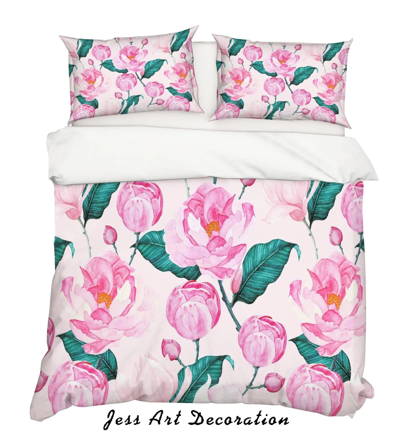 3D Pink Watercolor Floral Quilt Cover Set Bedding Set Pillowcases SF41- Jess Art Decoration