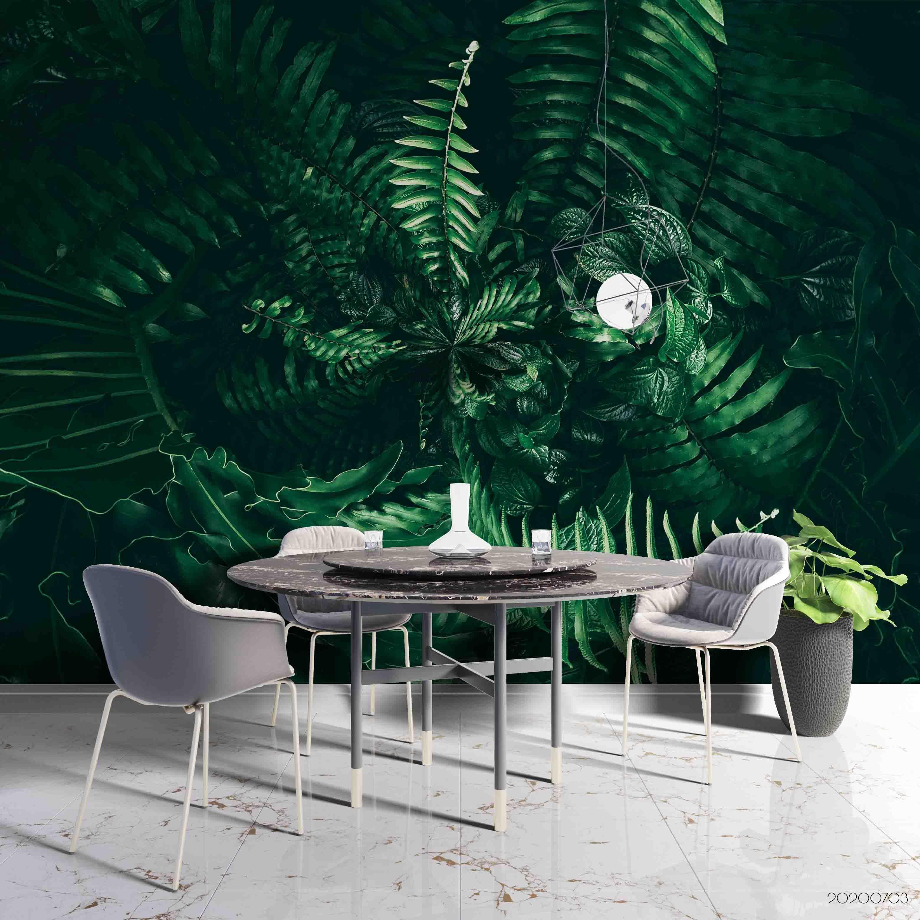 3D Green Tropical Rainforest Leaves Wall Mural Wallpaper SF98- Jess Art Decoration