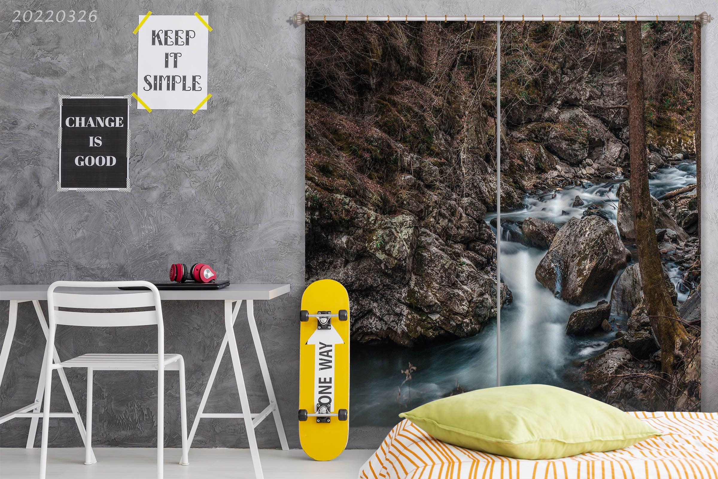 3D Landscape Reef Creek Tree Curtains and Drapes GD 2973- Jess Art Decoration