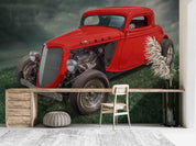 3D American Classic Chevrolet Red Car Auto Show Wall Mural Wallpaper GD 3225- Jess Art Decoration