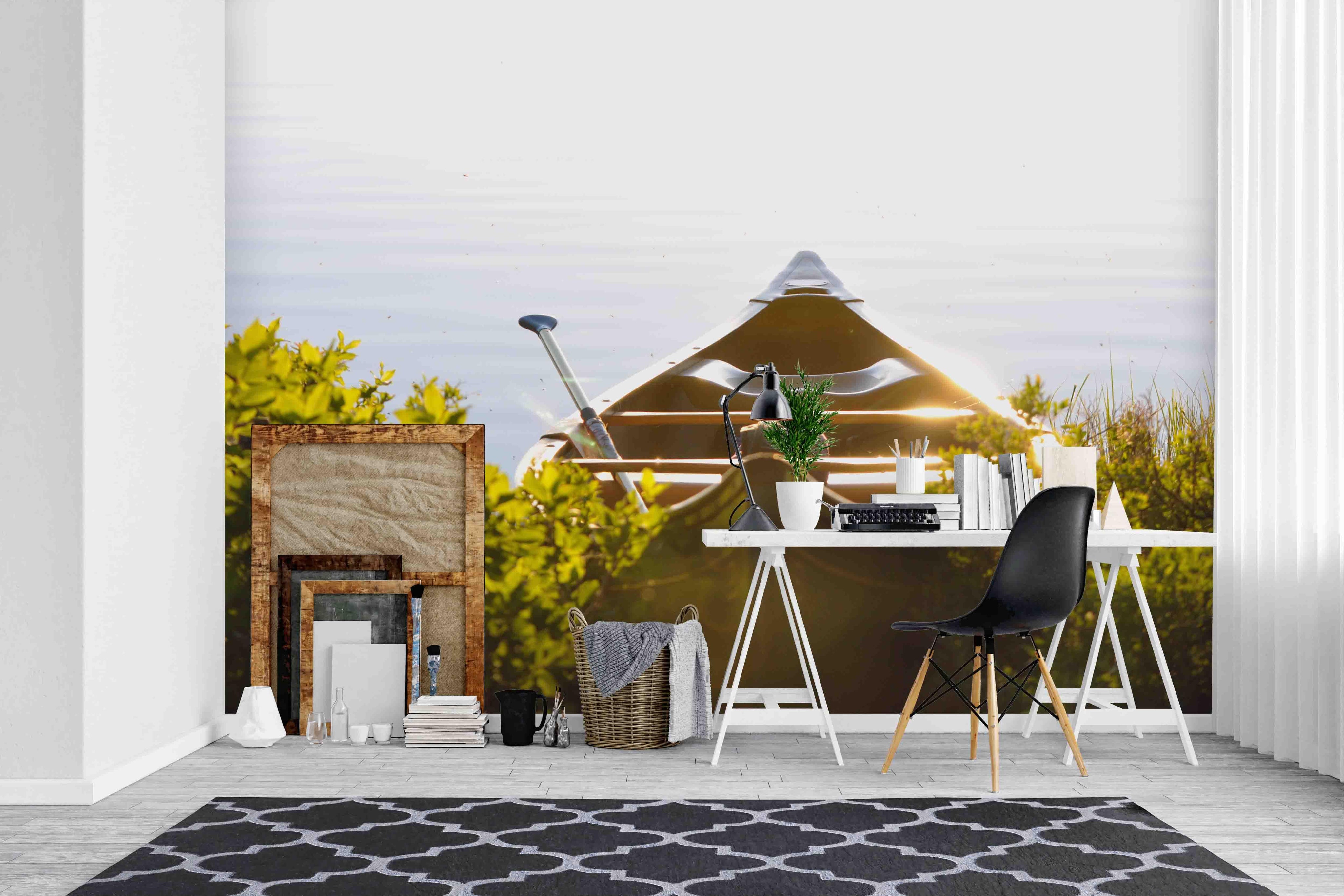 3D Boat Plants Wall Mural Wallpaper SF70- Jess Art Decoration