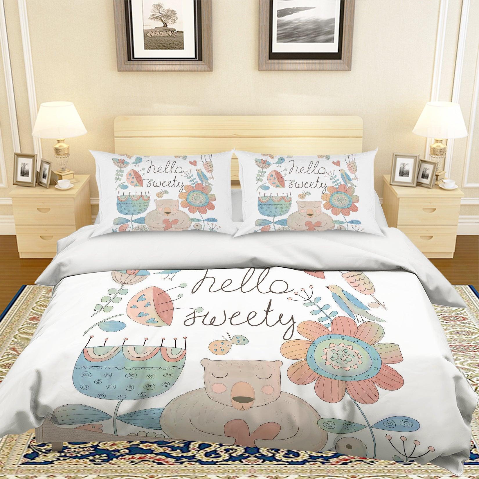 3D Cartoon Rabbit Flower Quilt Cover Set Bedding Set Pillowcases 38- Jess Art Decoration