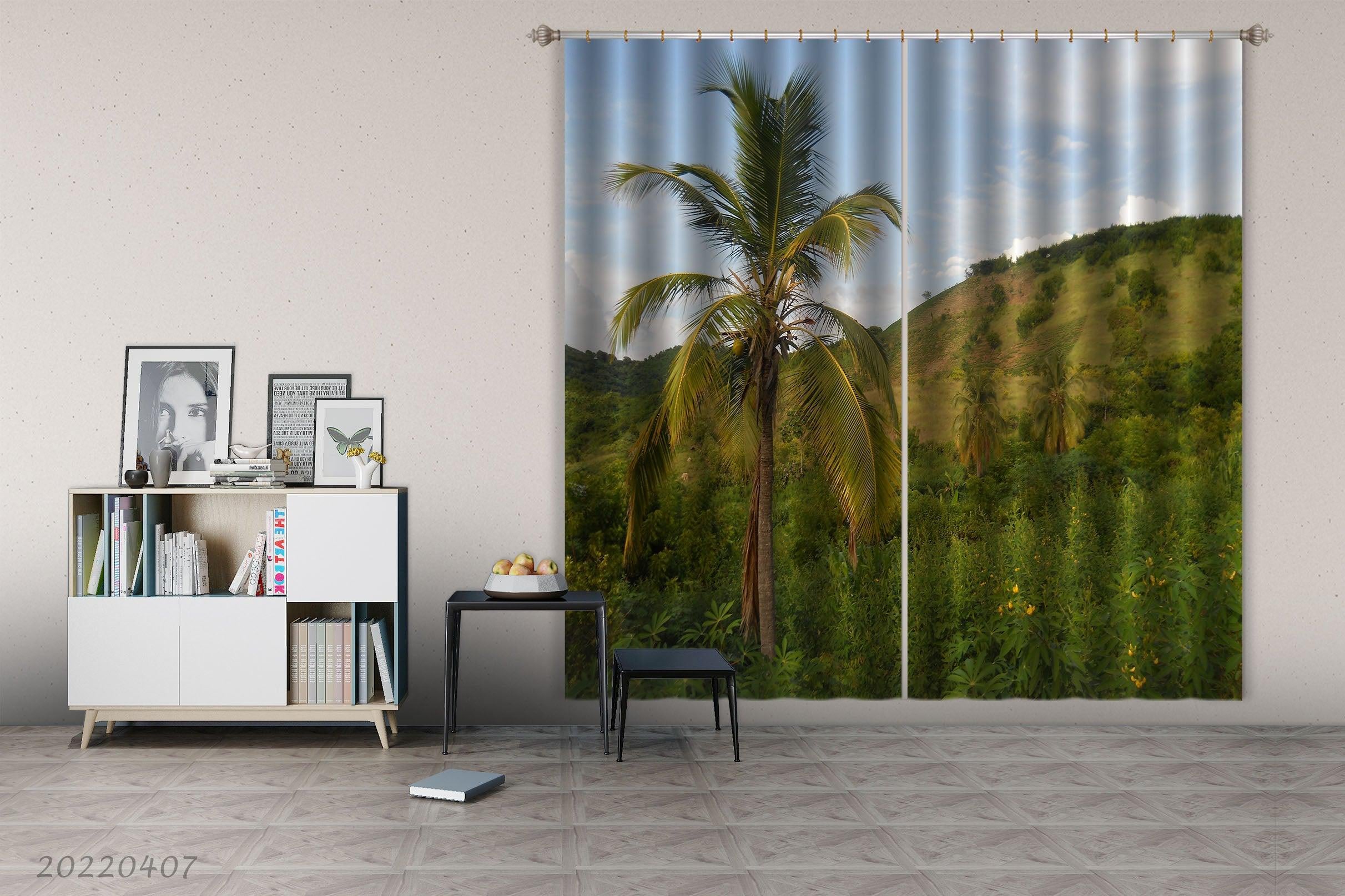 3D Landscape Grass Tree Plant Field Curtains and Drapes GD 3540- Jess Art Decoration