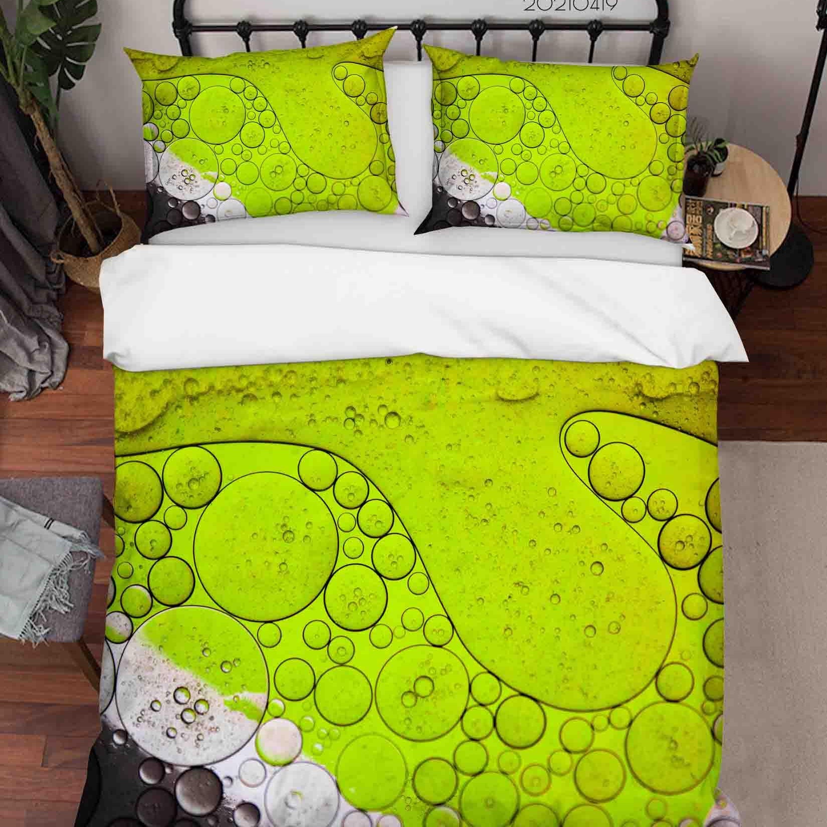 3D Abstract Green Bubble Quilt Cover Set Bedding Set Duvet Cover Pillowcases 132- Jess Art Decoration