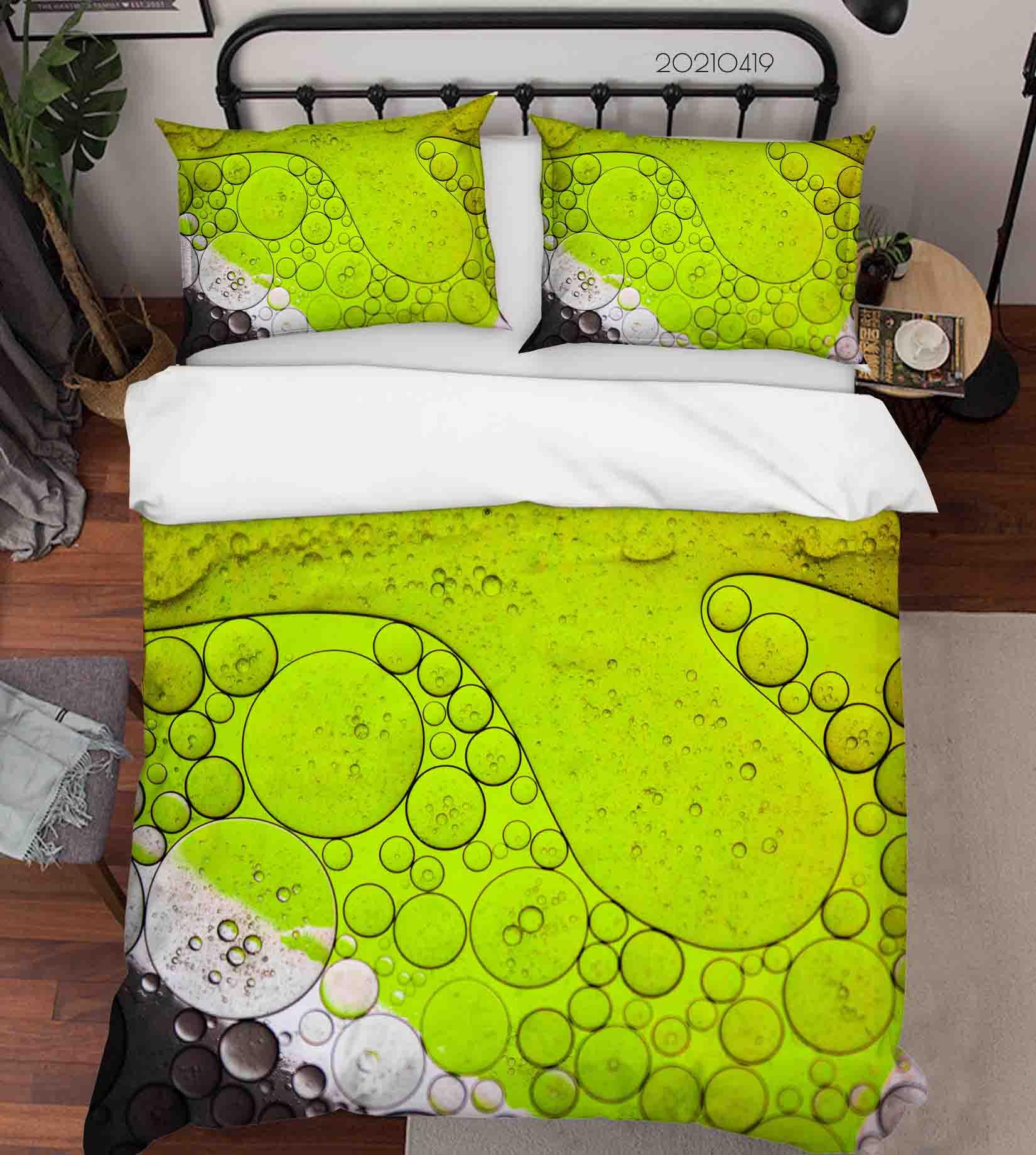 3D Abstract Green Bubble Quilt Cover Set Bedding Set Duvet Cover Pillowcases 132- Jess Art Decoration