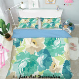 3D Green Flowers Quilt Cover Set Bedding Set Pillowcases  113- Jess Art Decoration