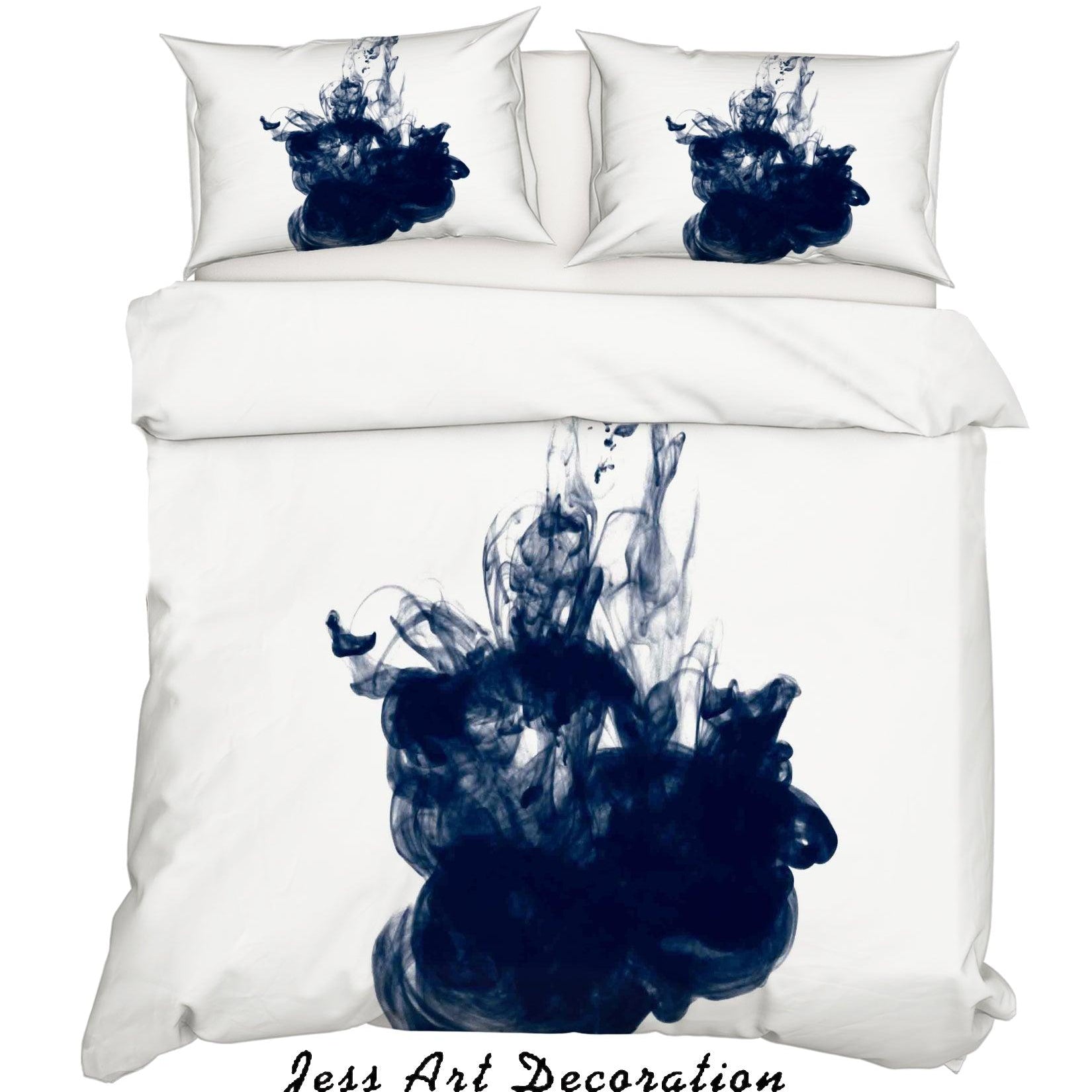 3D White Blue Watercolor Quilt Cover Set Bedding Set Pillowcases 123- Jess Art Decoration