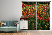 3D Idyllic Tulip Flower Pink Yellow Curtains and Drapes GD 3020- Jess Art Decoration