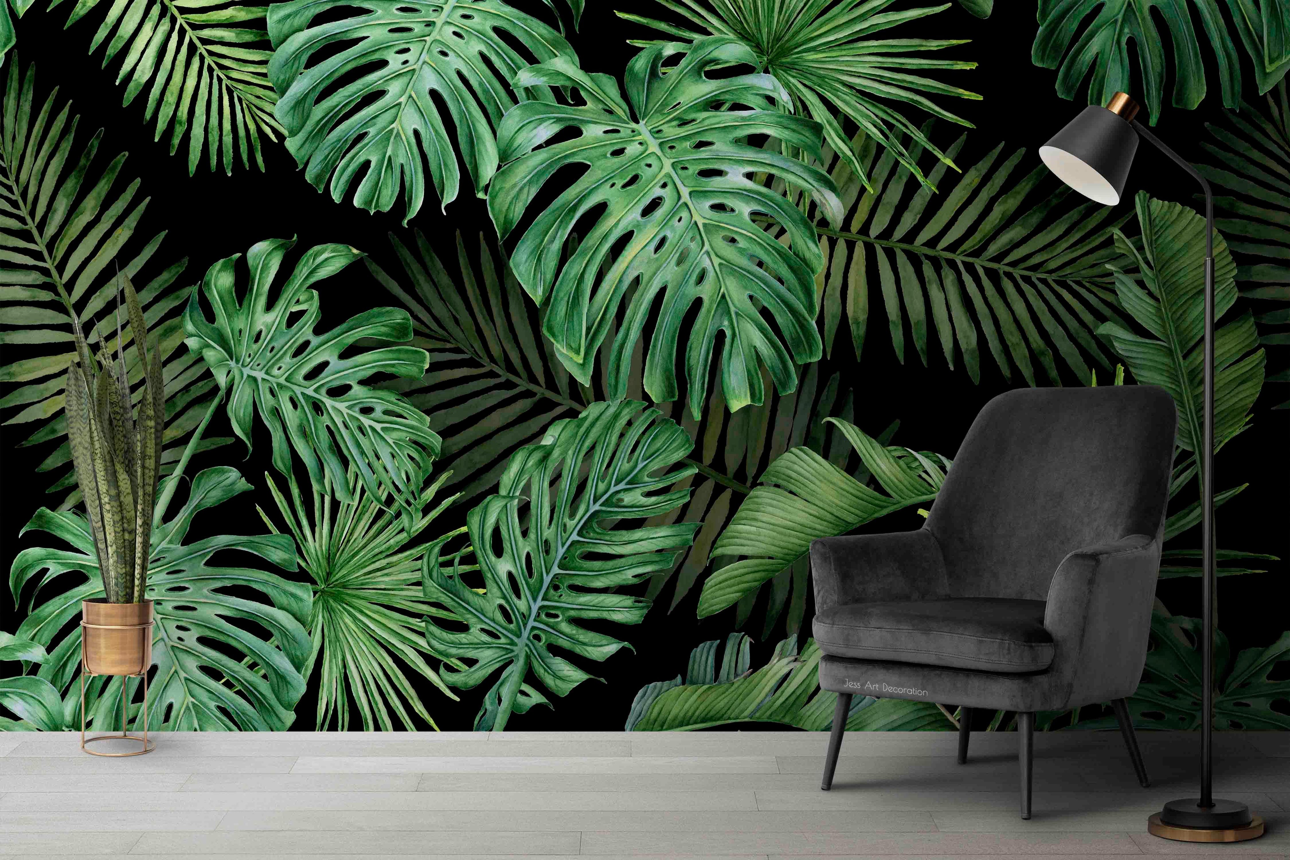 3D Plant Leaf Monstera Green Wall Mural Wallpaper GD 2920- Jess Art Decoration