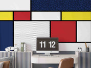 3D Retro Red Yellow Blue Geometric Background Wall Mural Wallpaper GD 1168- Jess Art Decoration