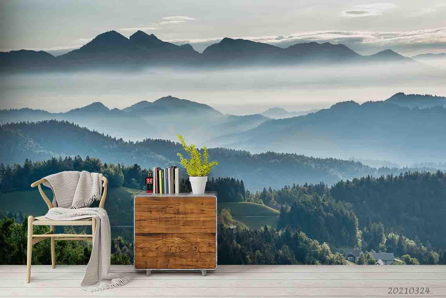 3D Mountain Nature Landscape Wall Mural Wallpaper LQH 26- Jess Art Decoration