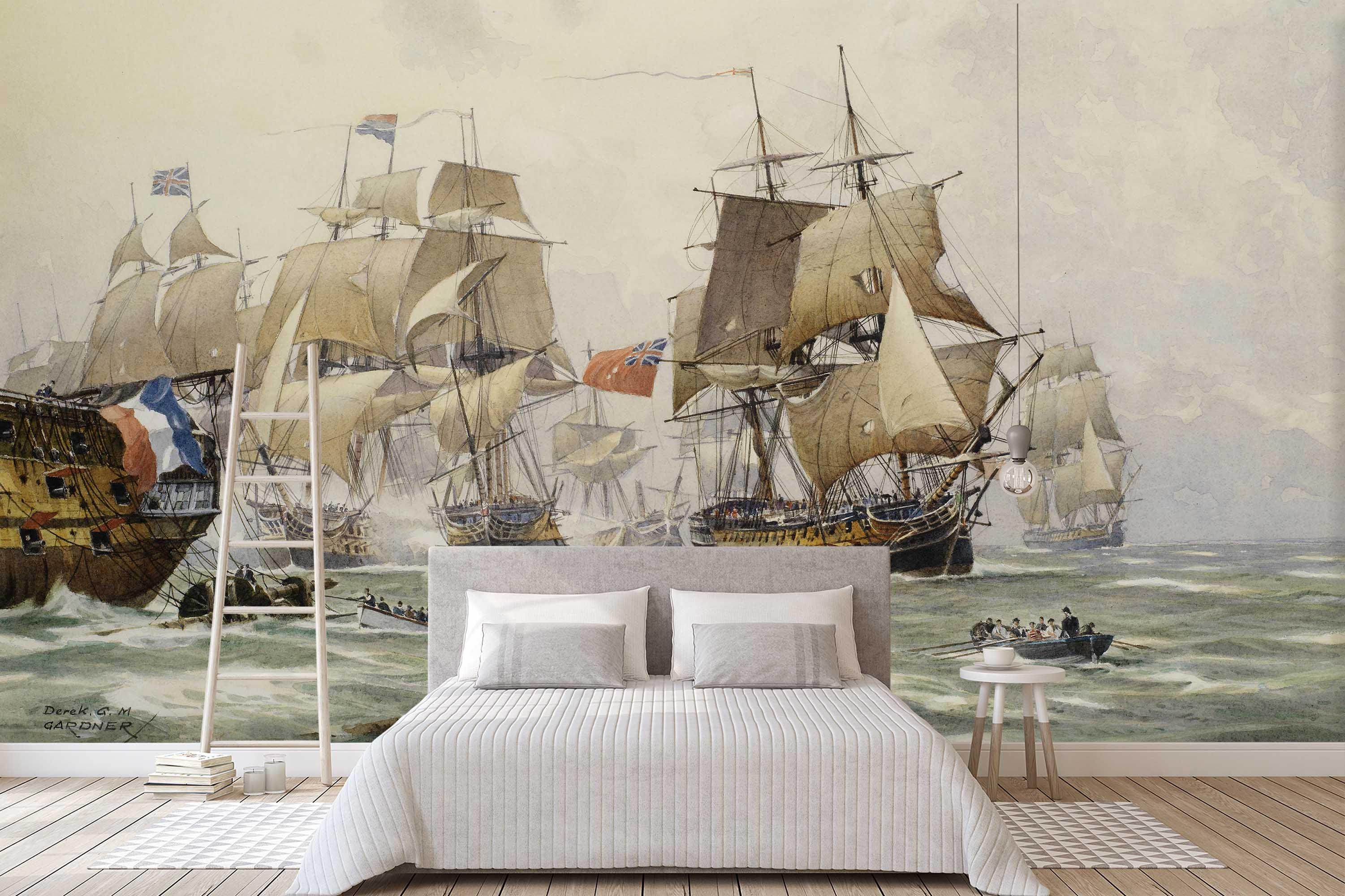 3D sailing boat oil painting wall mural wallpaper 14- Jess Art Decoration