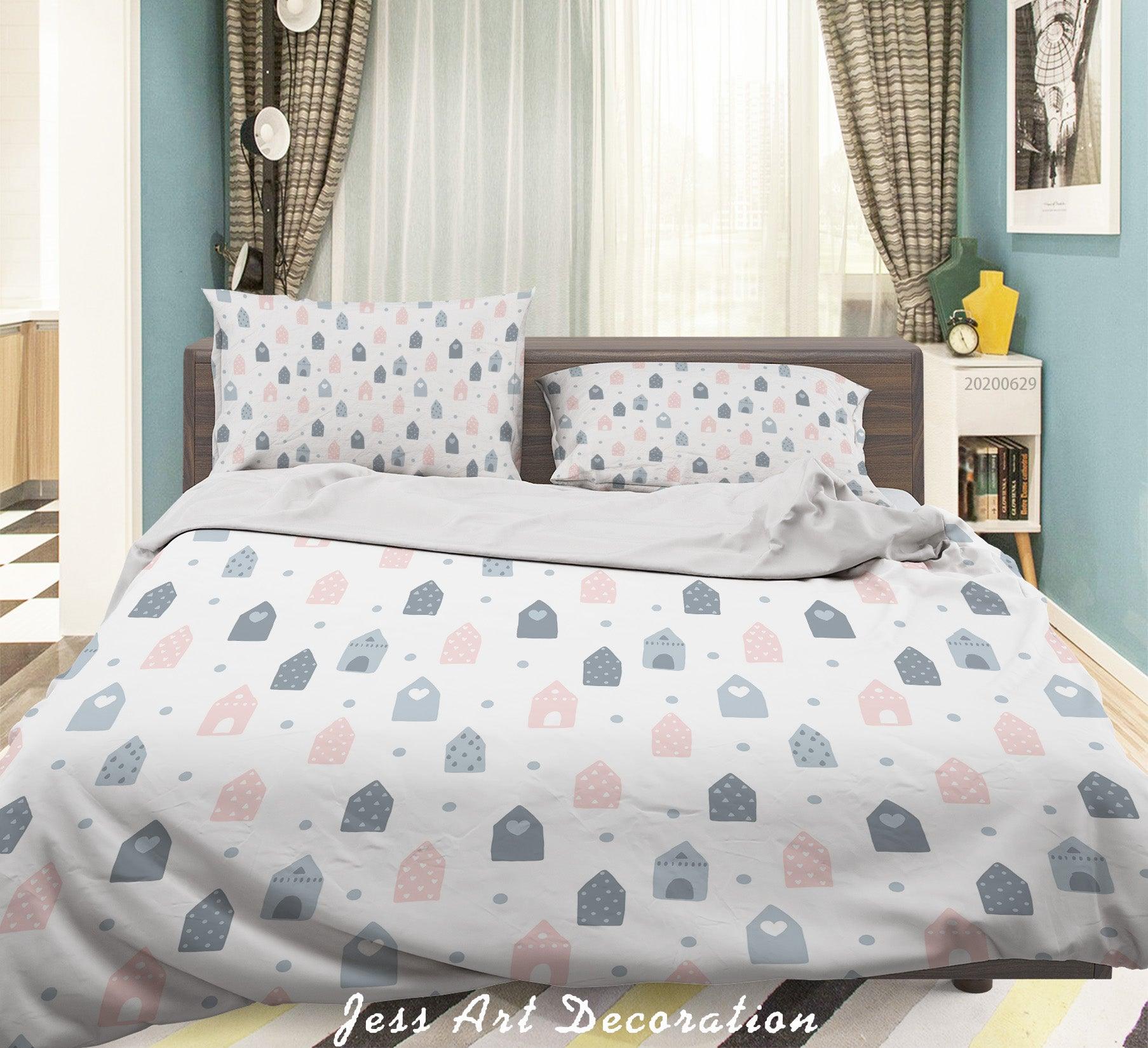 3D White Cartoon House Quilt Cover Set Bedding Set Duvet Cover Pillowcases SF47- Jess Art Decoration