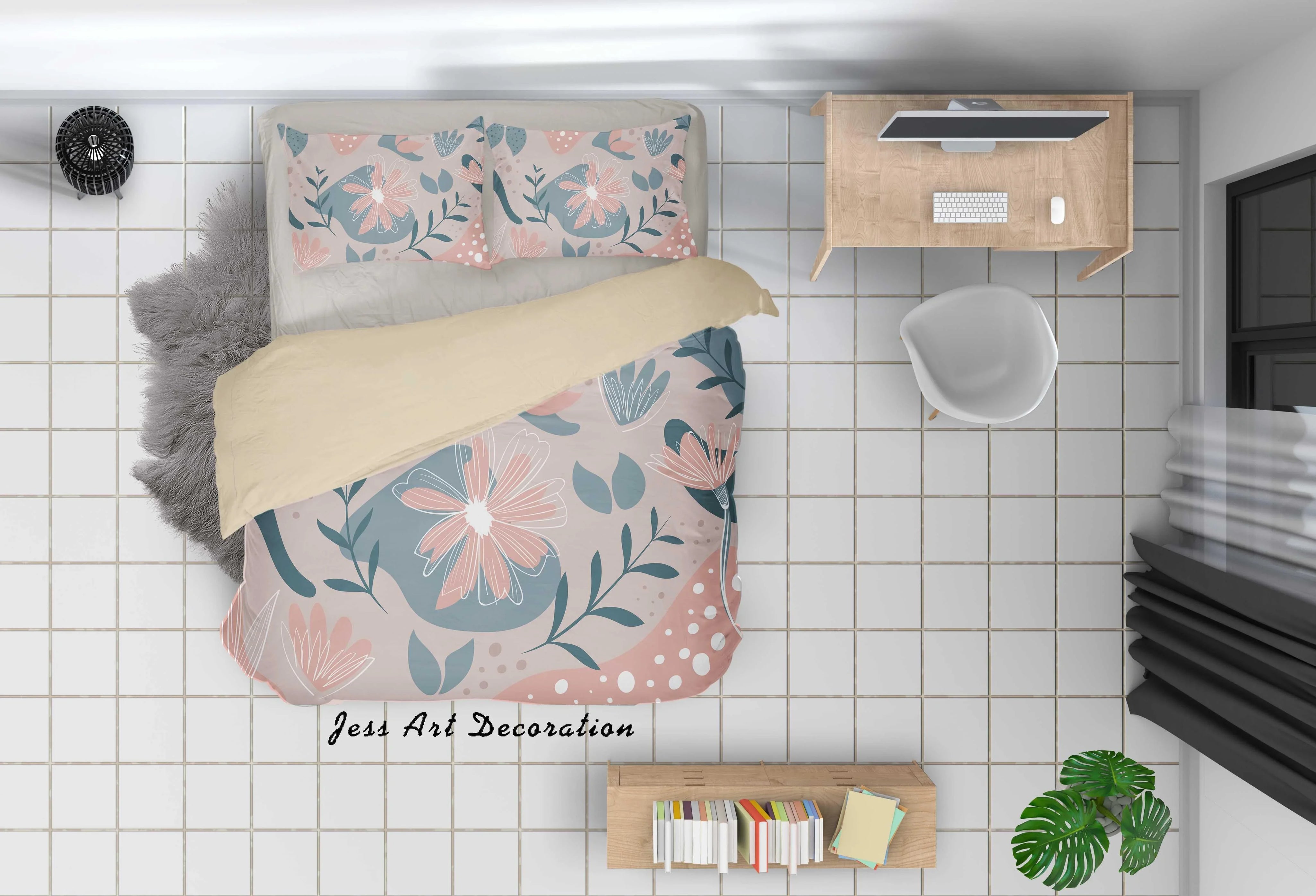 3D Cartoon Floral Leaf Quilt Cover Set Bedding Set Duvet Cover Pillowcases A020 LQH- Jess Art Decoration