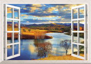 3D Window Mountains River Wall Mural Wallpaper 203- Jess Art Decoration