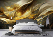 3D Oriental Retro Style Golden Waves Texture Wall Mural Wallpaper GD 1888- Jess Art Decoration