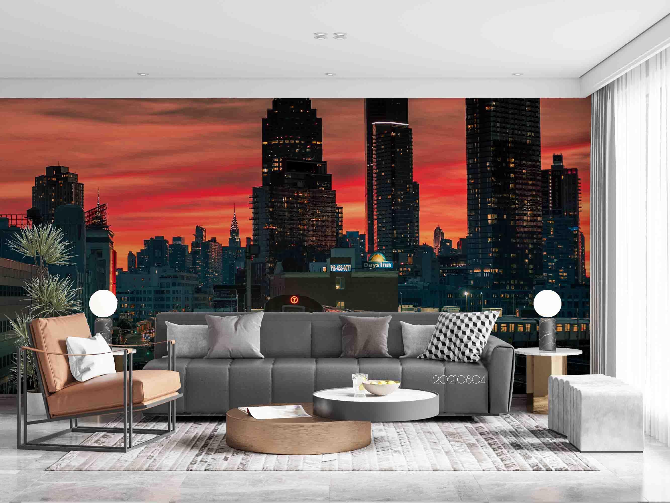3D Dusk Sunset Glow City Landscape Wall Mural Wallpaper SWW4986- Jess Art Decoration