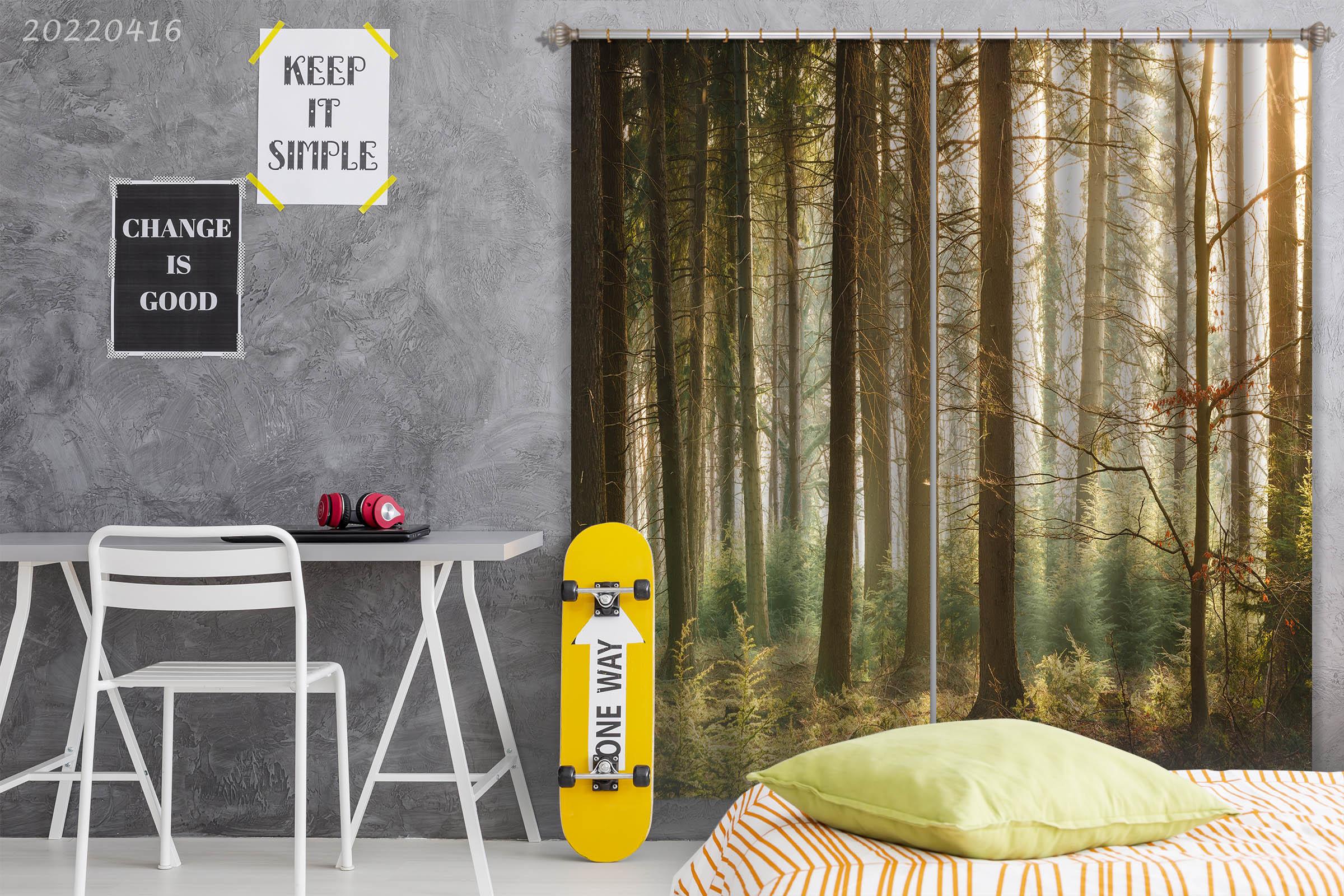 3D Woods Tree Branch Sunbeam Wilderness Curtains and Drapes GD 4491- Jess Art Decoration