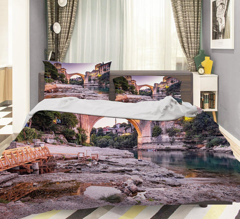 3D Bridge Landscape Quilt Cover Set Bedding Set Pillowcases 125- Jess Art Decoration