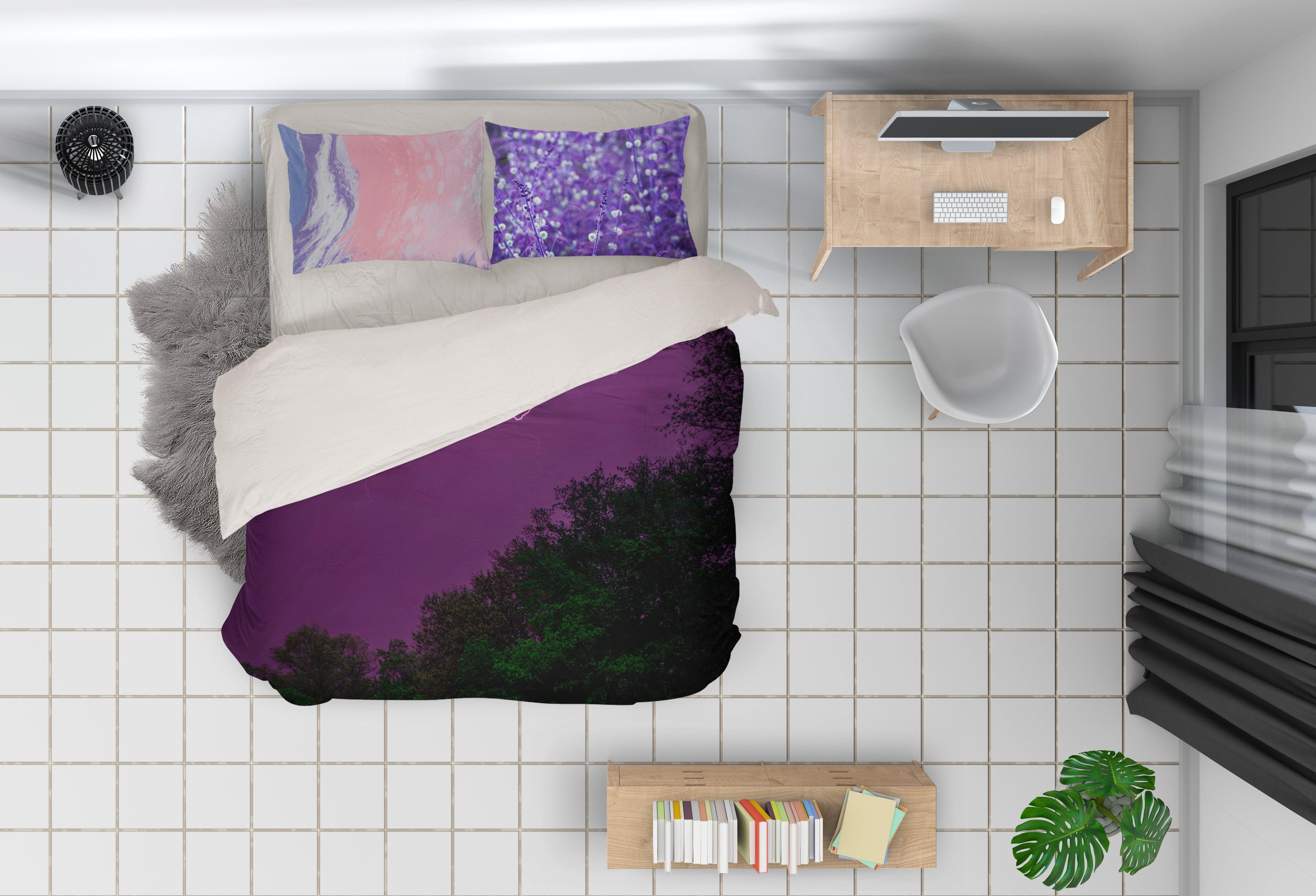 3D Purple Landscape Quilt Cover Set Bedding Set Pillowcases 90- Jess Art Decoration