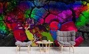 3D Red Stone Wall Graffiti Art Wall Mural Wallpaper ZY D36- Jess Art Decoration