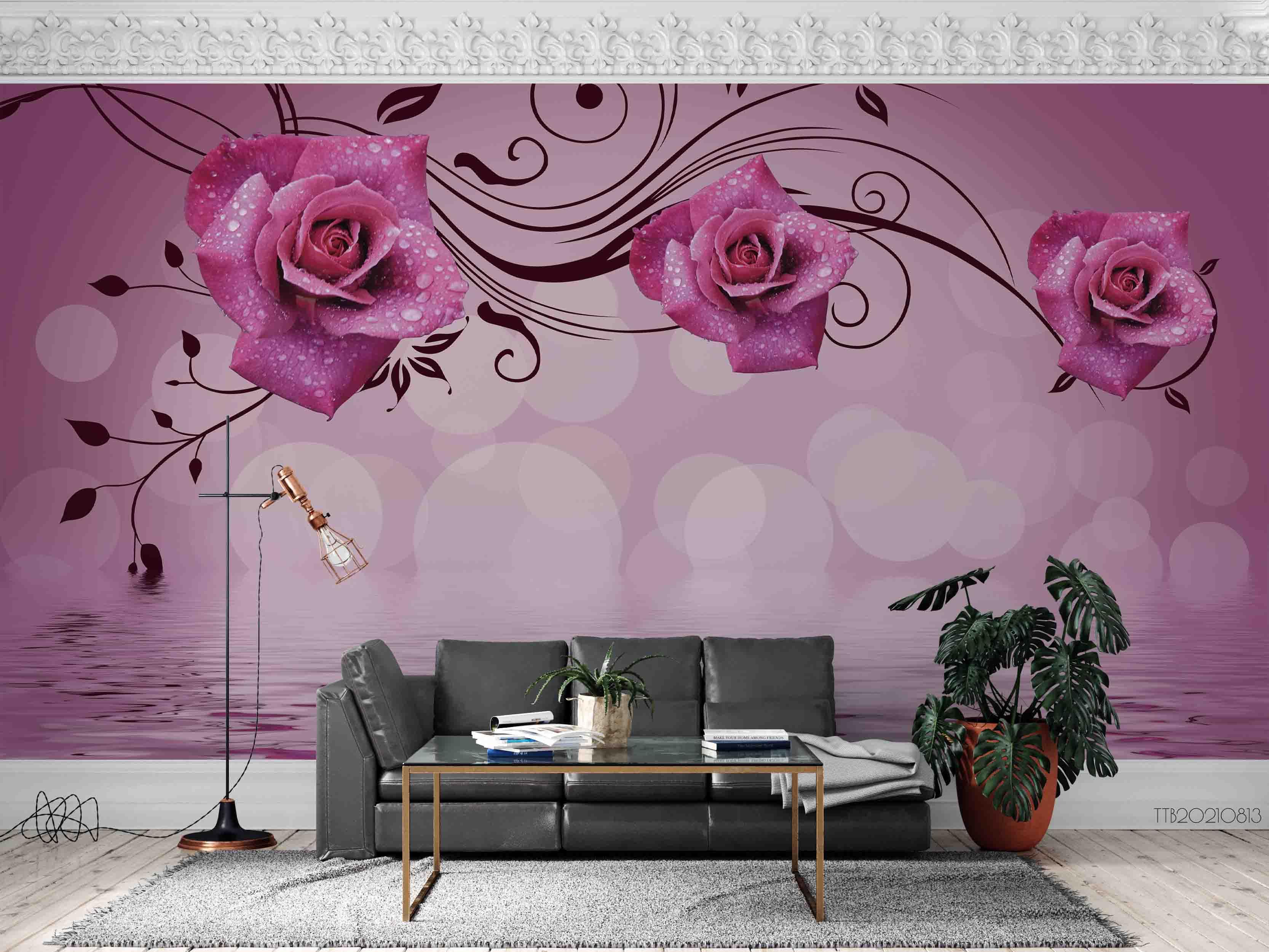 3D Pink Floral Roses Wall Mural Wallpaper SWW5076- Jess Art Decoration
