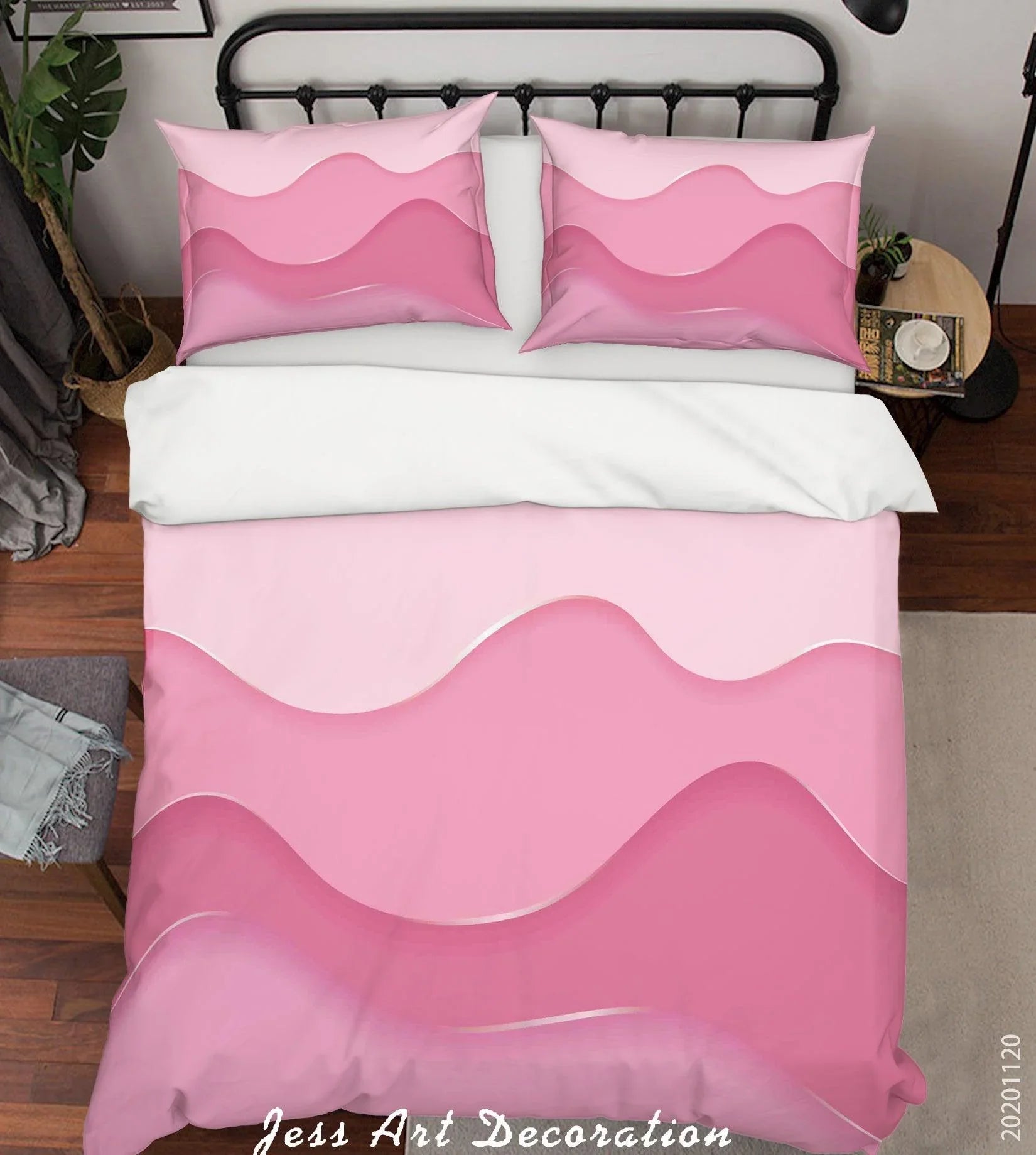 3D Abstract Pink Quilt Cover Set Bedding Set Duvet Cover Pillowcases LXL- Jess Art Decoration