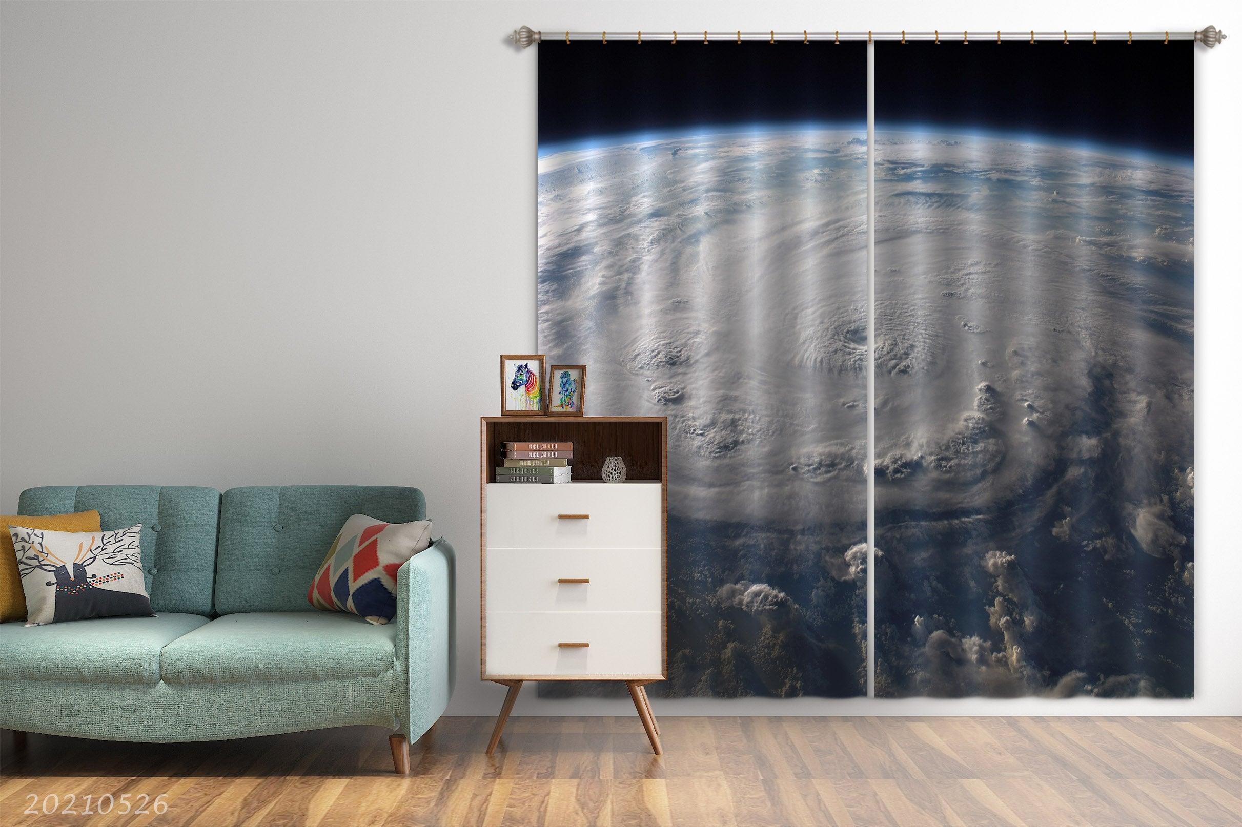 3D Space Earth Cloud Swirl Curtains and Drapes GD 331- Jess Art Decoration